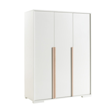Armoire 3 Portes Blanche et Bois - NASHEN