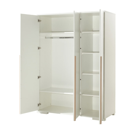 Armoire 3 Portes Blanche et Bois - NASHEN