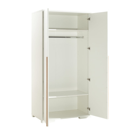 Armoire 2 Portes Blanche et Bois - NASHEN
