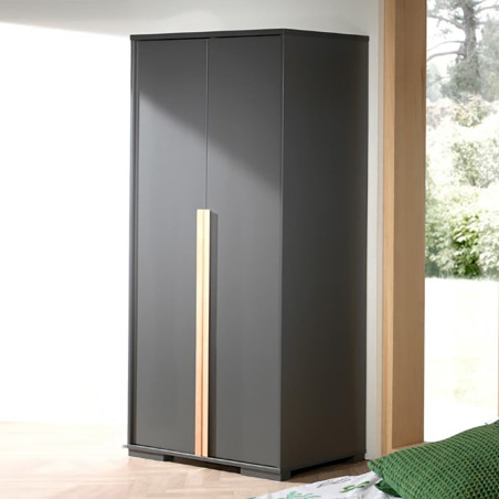 Armoire 2 Portes Anthracite et Bois - NASHAR