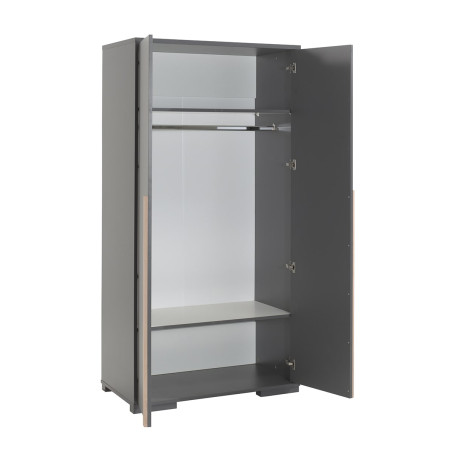 Armoire 2 Portes Anthracite et Bois - NASHAR