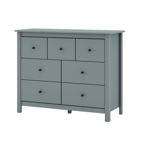 Commode 7 tiroirs en pin massif laqué vert céladon - MYSIOR