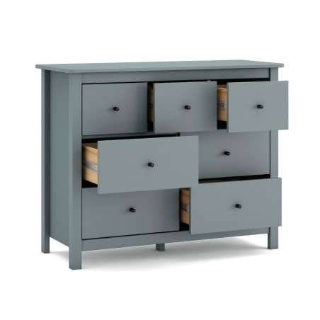 Commode 7 tiroirs en pin massif laqué vert céladon - MYSIOR
