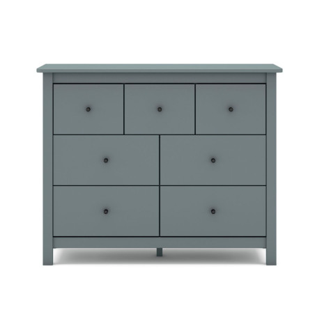 Commode 7 tiroirs en pin massif laqué vert céladon - MYSIOR