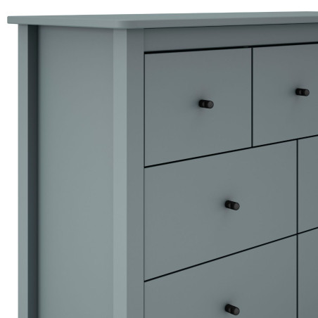 Commode 7 tiroirs en pin massif laqué vert céladon - MYSIOR