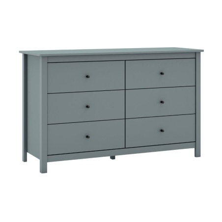 Commode 6 tiroirs en pin massif laqué vert céladon - MYSIOR