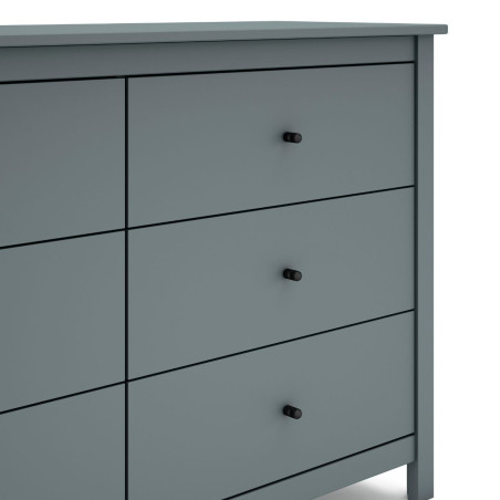 Commode 6 tiroirs en pin massif laqué vert céladon - MYSIOR