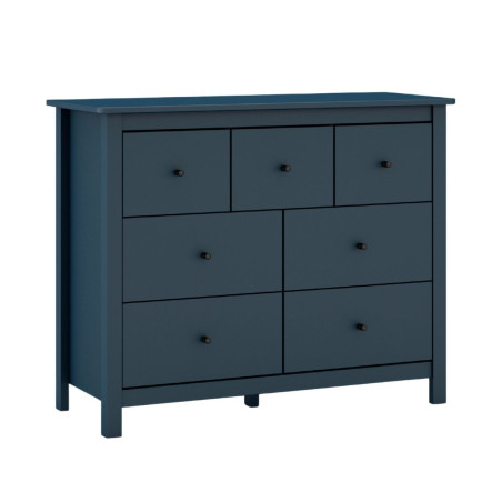 Commode 7 tiroirs en pin massif laqué bleu marine - MYSIOR