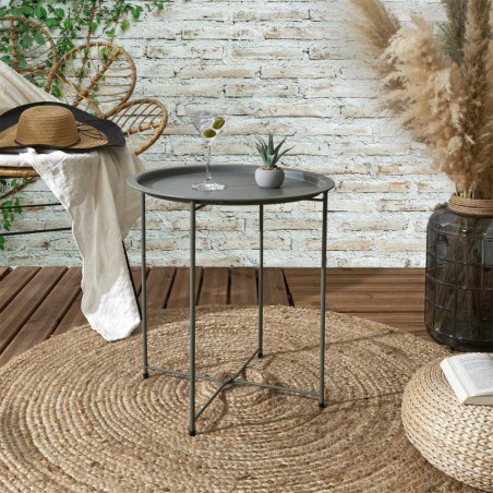 Table d'appoint en métal vert olive avec plateau amovible - SELENOR