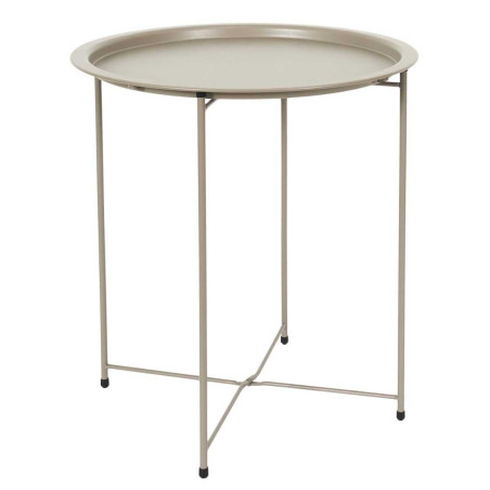 Table d'appoint en métal beige avec plateau amovible - SELENOR
