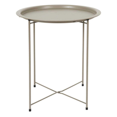 Table d'appoint en métal beige avec plateau amovible - SELENOR