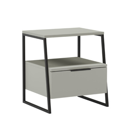 Chevet 2 niveaux avec 1 tiroir, mélaminé vert sauge et métal - VELIANOR