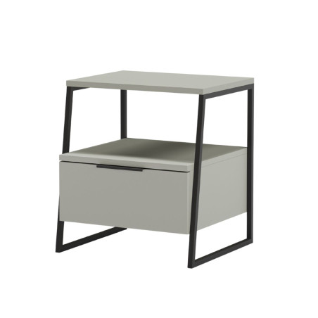 Chevet 2 niveaux avec 1 tiroir, mélaminé vert sauge et métal - VELIANOR