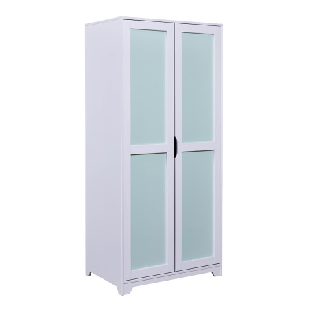 Armoire 2 Portes en Pin Gris et Vert d'Eau - GLASEN