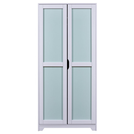 Armoire 2 Portes en Pin Gris et Vert d'Eau - GLASEN
