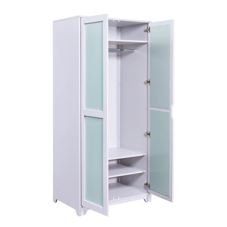 Armoire 2 Portes en Pin Gris et Vert d'Eau - GLASEN