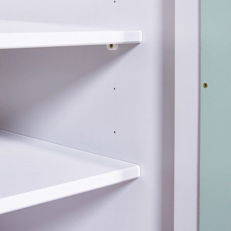 Armoire 2 Portes en Pin Gris et Vert d'Eau - GLASEN