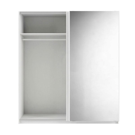 Armoire 2 portes coulissantes 180x210 cm blanc laqué et miroir - SWARM