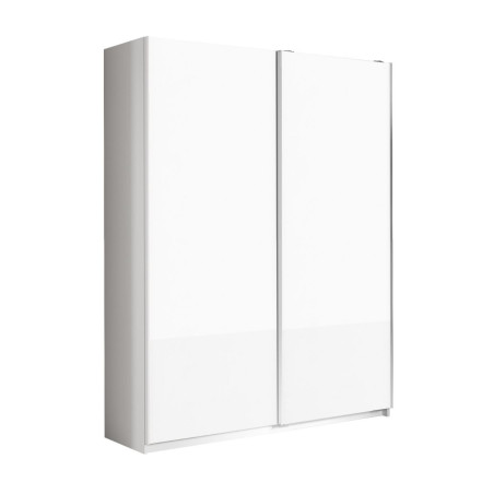 Armoire 2 portes coulissantes 180x210 cm blanc laqué brillant - SWARM