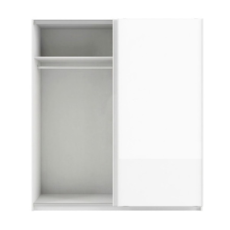 Armoire 2 portes coulissantes 180x210 cm blanc laqué brillant - SWARM