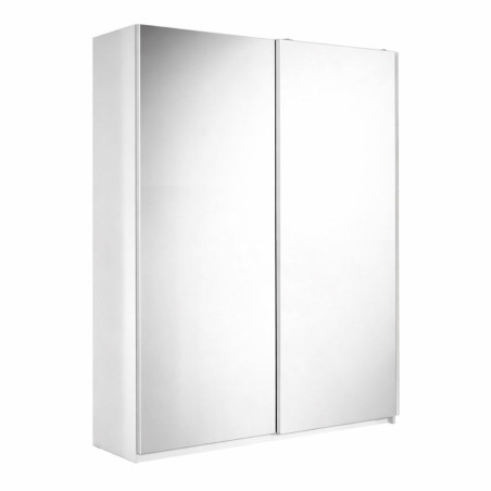 Armoire 2 portes coulissantes 180x210 cm blanc laquée portes miroir - SWARM