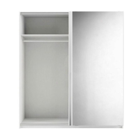 Armoire 2 portes coulissantes 180x210 cm blanc laquée portes miroir - SWARM