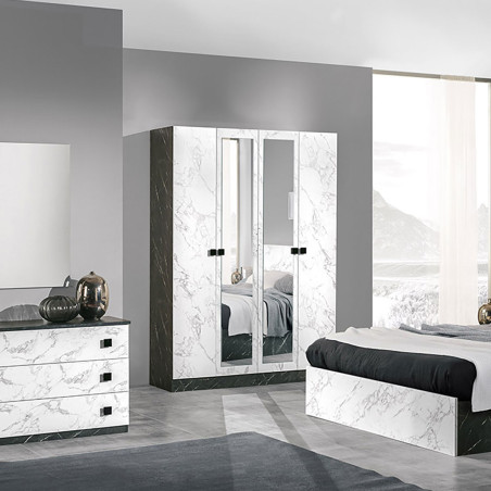 Armoire 4 Portes avec Miroir Central - RAKIO