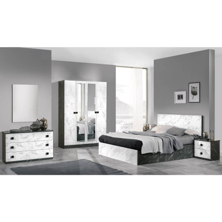 Armoire 4 Portes avec Miroir Central - RAKIO