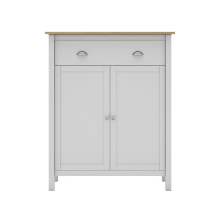 Meuble d'Appoint 2 Portes 1 Tiroir en Pin Massif Blanc - BASEN