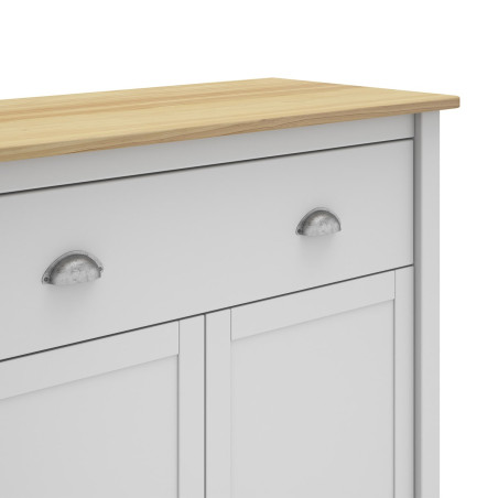 Meuble d'Appoint 2 Portes 1 Tiroir en Pin Massif Blanc - BASEN