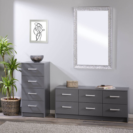 Meuble de rangement 4 tiroirs gris graphite - ZEINO