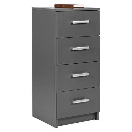 Meuble de rangement 4 tiroirs gris graphite - ZEINO