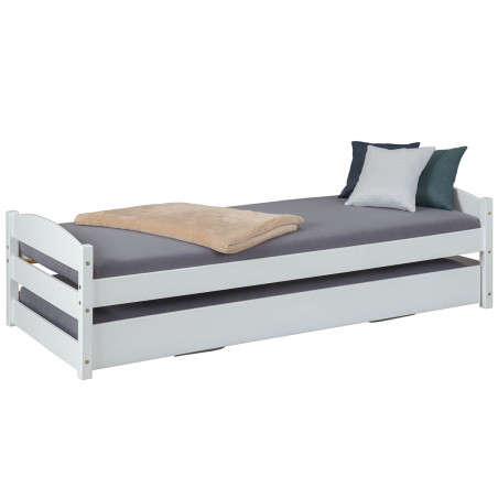 Lit gigogne 90x200 cm vernis blanc - BRODER