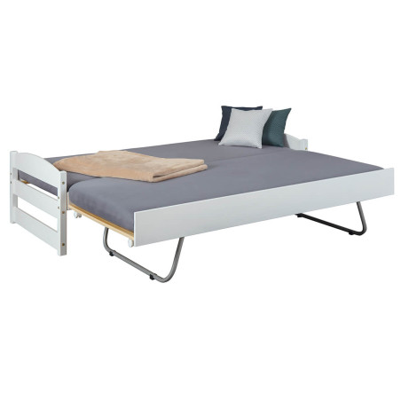 Lit gigogne 90x200 cm vernis blanc - BRODER