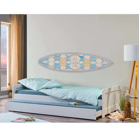 Lit gigogne 90x200 en bois massif vernis blanc - SALLA