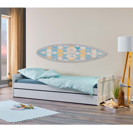 Lit gigogne 90x200 en bois massif vernis blanc - SALLA