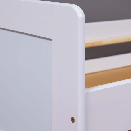 Lit gigogne 90x200 en bois massif vernis blanc - SALLA