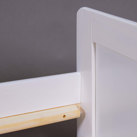 Lit gigogne 90x200 en bois massif vernis blanc - SALLA