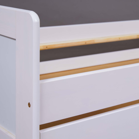 Lit gigogne 90x200 en bois massif vernis blanc - SALLA