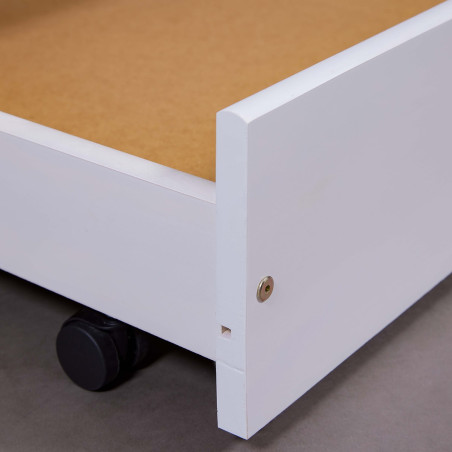 Lit gigogne 90x200 en bois massif vernis blanc - SALLA