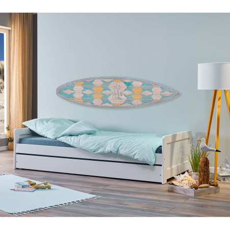 Lit gigogne 90x200 en bois massif vernis blanc - SALLA