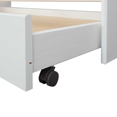 Lit gigogne 90x200 cm en pin massif vernis blanc - CANTEN