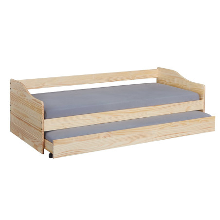 Lit gigogne 90x200 cm en pin massif naturel - CANTEN