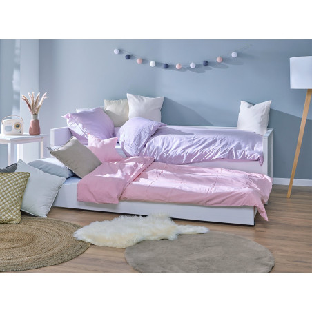 Lit gigogne 90x200 cm en pin massif teinté blanc - FOGIA