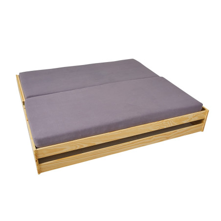 Lit gigogne 3 couchages 90x200 cm bois massif vernis naturel - JAVEN