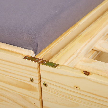 Lit gigogne 3 couchages 90x200 cm bois massif vernis naturel - JAVEN