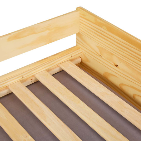 Lit gigogne 3 couchages 90x200 cm bois massif vernis naturel - JAVEN