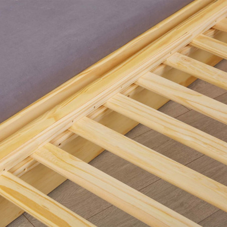 Lit gigogne 3 couchages 90x200 cm bois massif vernis naturel - JAVEN