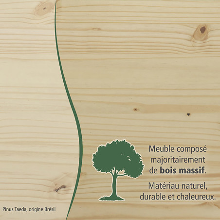 Lit gigogne 3 couchages 90x200 cm bois massif vernis naturel - JAVEN