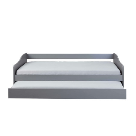 Lit gigogne 90x200 cm en pin massif vernis gris - CANTEN